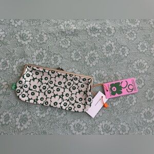NWT Marimekko Unikko Kisslock Green White Pouch 60th Anniversary
